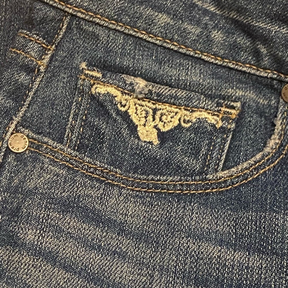 PAIGE Denim Embroidered Mini Skirt Boho Western Size 29 - Picture 7 of 9